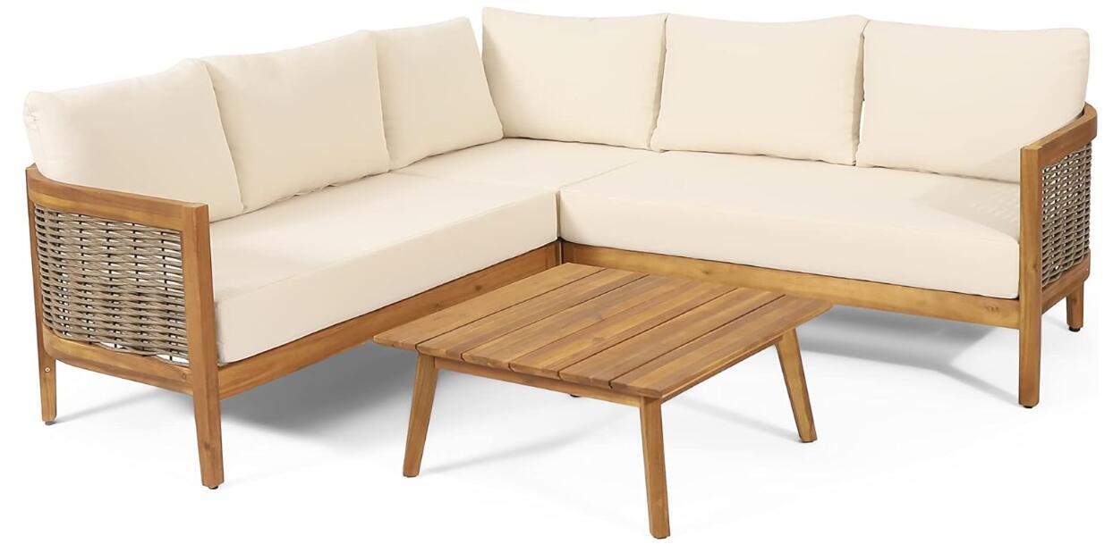 Crowne Sofa Set - Teak / Mixed Brown / Beige