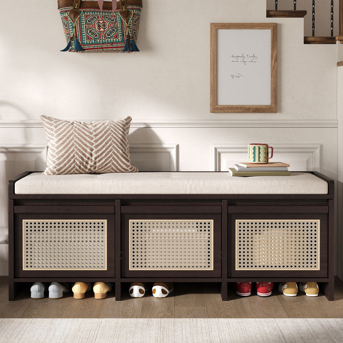 Entryway Shoe Bench With Drawers & Button Tufted Cushion Hearth and Haven