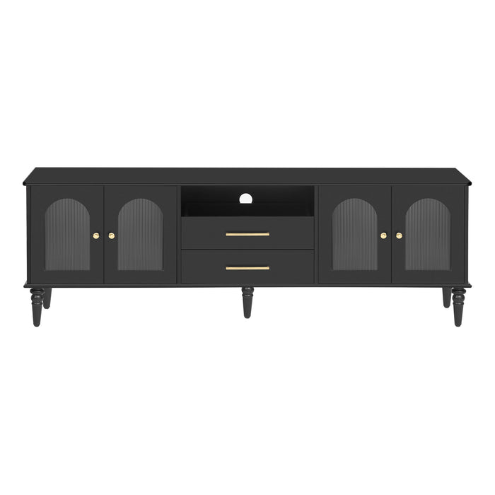 TV Stand For TVs Up To 75", Entertainment Center Media Console For Living Room - Black Hearth and Haven