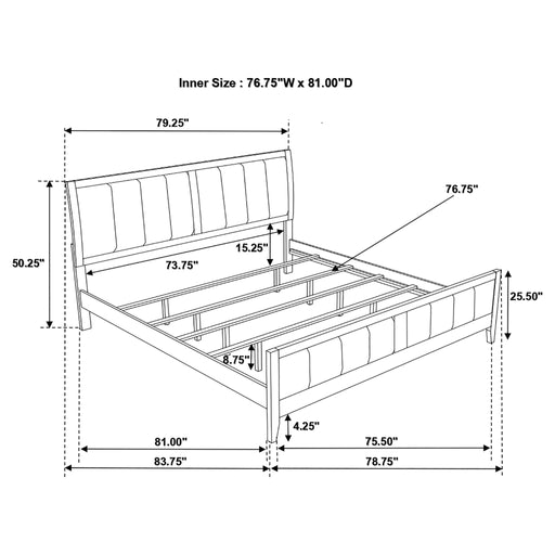 Eastern King Panel Bed With Upholstered Headboard And Footboard - Cappuccino Furniture Max