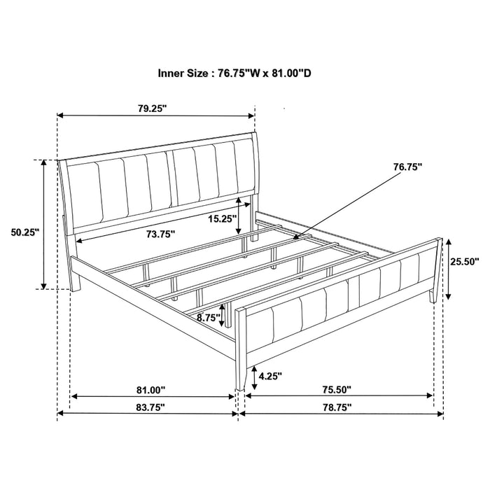 Eastern King Panel Bed With Upholstered Headboard And Footboard - Cappuccino Furniture Max