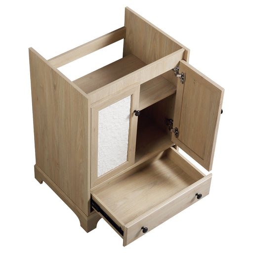 Bathroom Vanity Base, Cabinet With Carved Floral Doors - Natural Wood Home Essentials