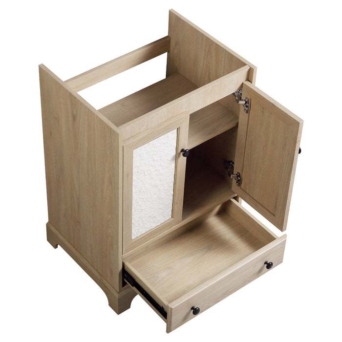 Bathroom Vanity Base, Cabinet With Carved Floral Doors - Natural Wood Home Essentials