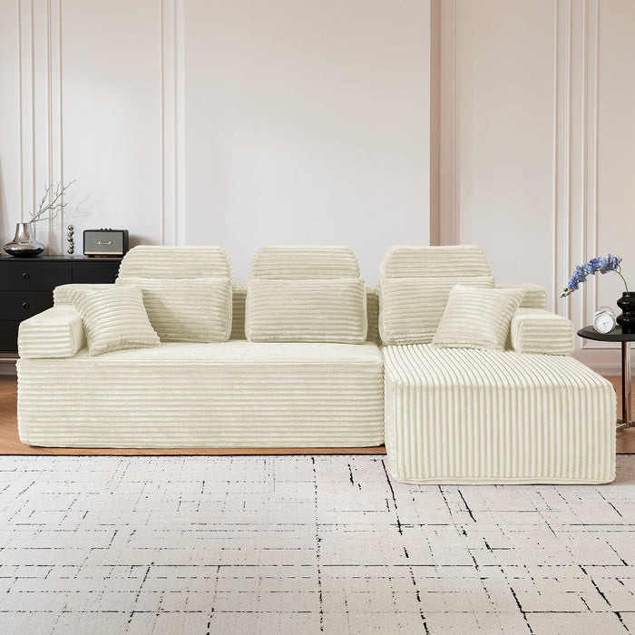 Sectional Sleeper Sofa & Storage Pockets, Modular Couch With Throw Pillows For Living Room Home Essentials