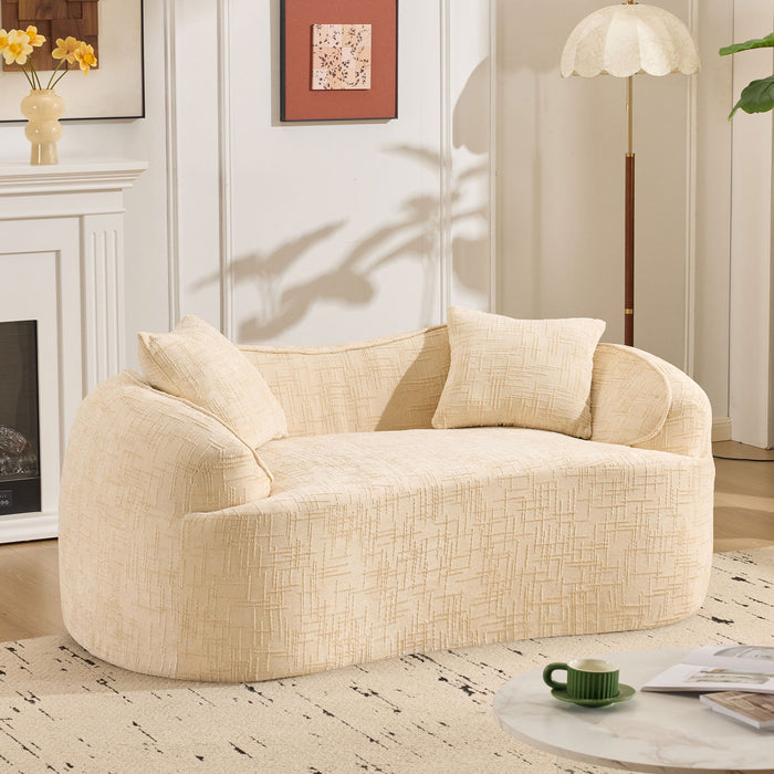 Curved 2 Person Compress Sofa With Armrests, Includes Pillows Home Essentials