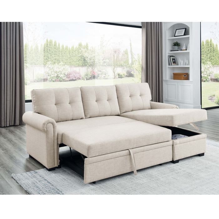 Upholstered Sleeper Sofa With Reversible Storage Chaise Home Essentials