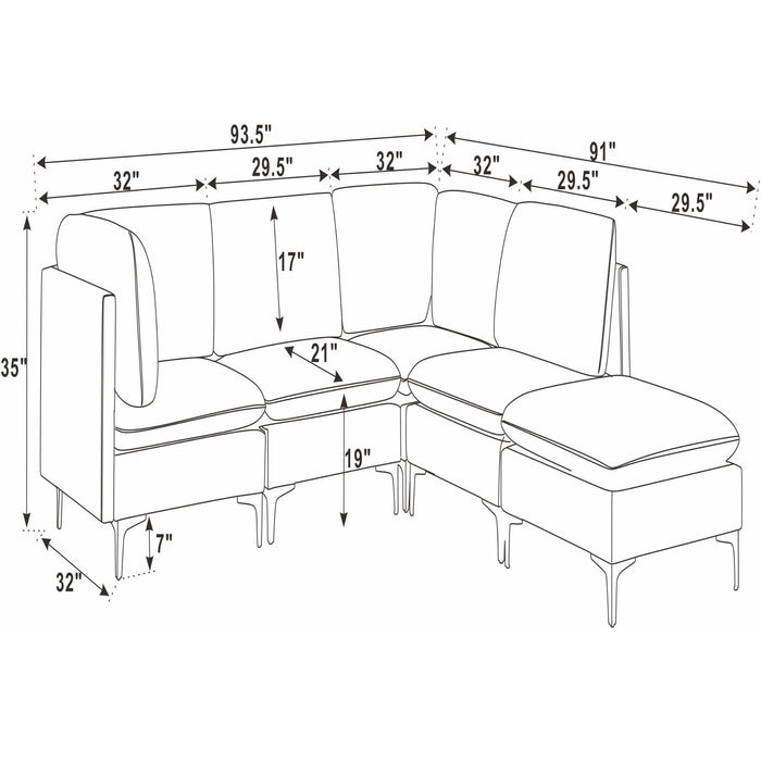 Upholstered Modular Sectional & Tall Legs Home Essentials