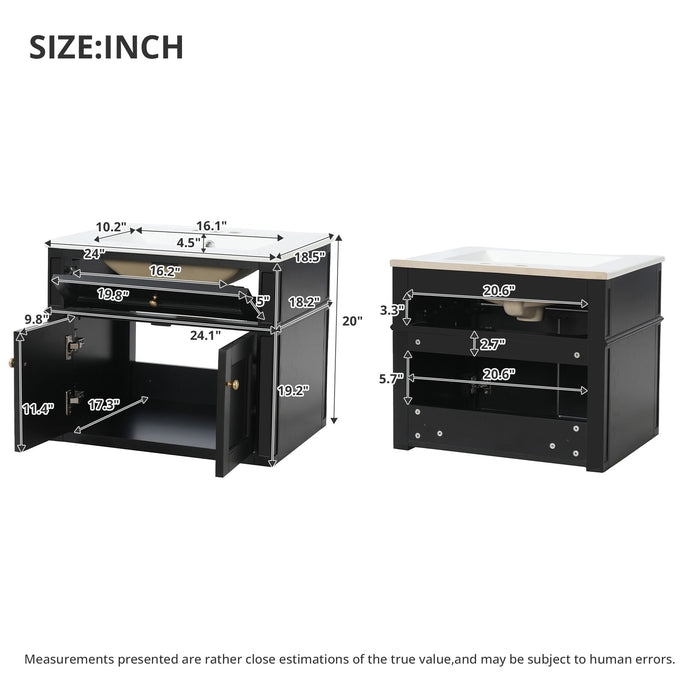 Wall Mounted Bathroom Vanity With Tip Out Drawer And Open Back Design Hearth and Haven
