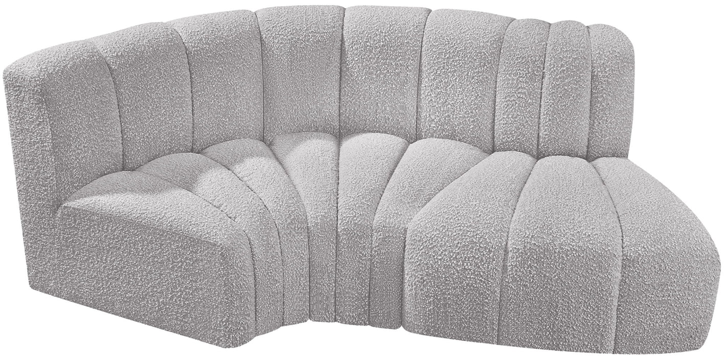 Arc - Boucle Fabric 3 Piece Modular L-Shaped Sofa Meridian Furniture