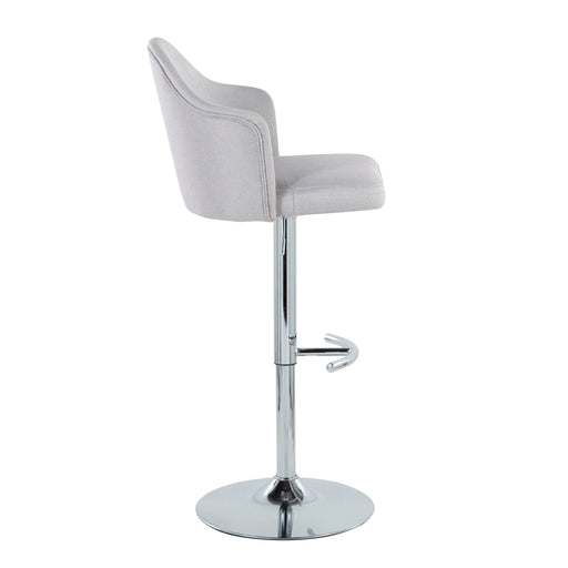 Ahoy - Contemporary Adjustable Barstool With Swivel With Rounded T Footrest (Set of 2) - Gray Lumi Source