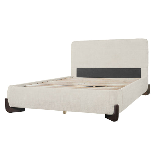 Queen Size Upholstered Bed With Slat Support - Beige Noble House