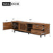 TV Stand, Media Console With 2 Drawers, Soft Closing Hinges, Adjustable Shelves, Slatted Design - Walnut Hearth and Haven