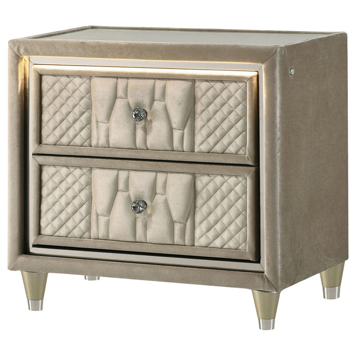 Mika - 2 Drawer LED Nightstand With USB Furniture Max