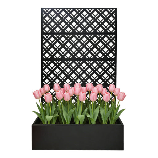 Rhombus Planter Raised Garden Bed With Trellis For Climbing Plants - Black Daily Nest
