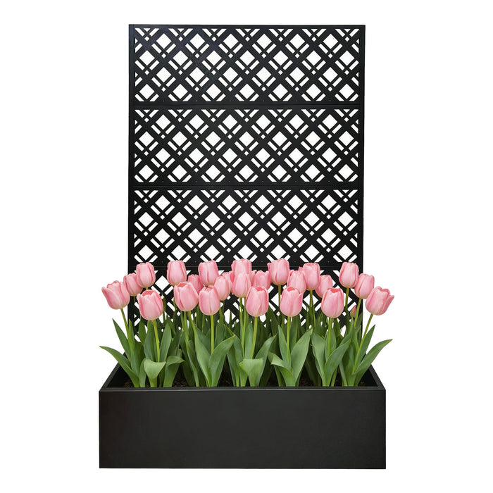 Rhombus Planter Raised Garden Bed With Trellis For Climbing Plants - Black Daily Nest