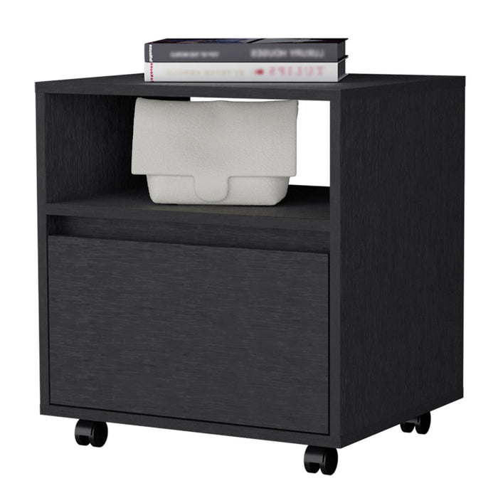 21" One Drawer Nightstand With Integrated Tech - Black