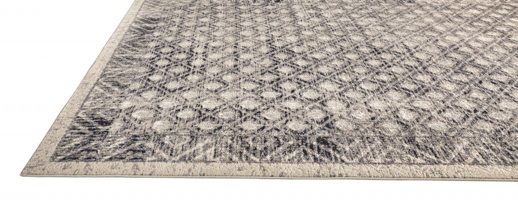 Abstract Stain Resistant Area Rug - Ivory Black And Taupe - 2' X 3'