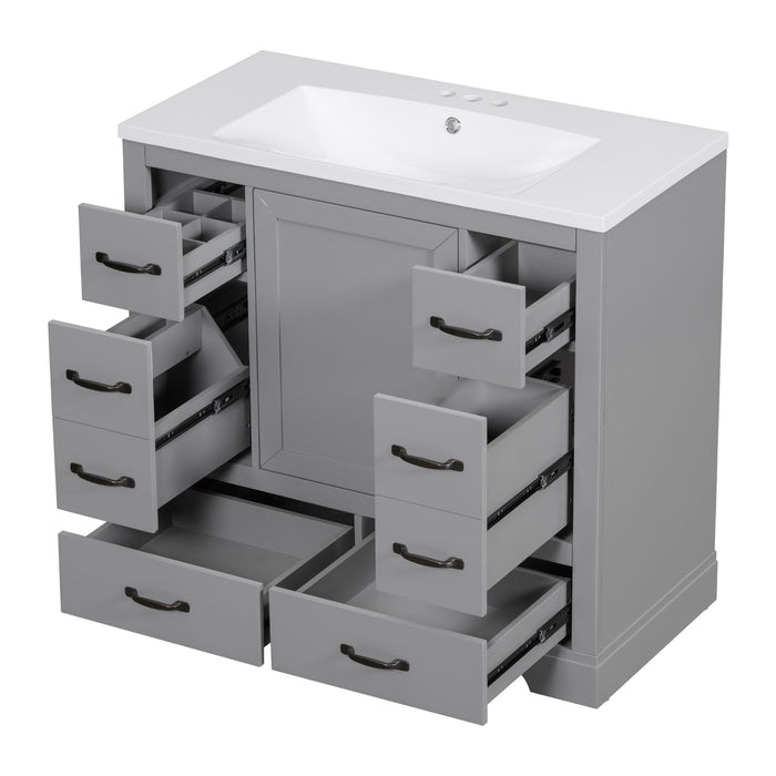Modern Bathroom Vanity With Sink, 6 Drawers, Adjustable Shelf Hearth and Haven