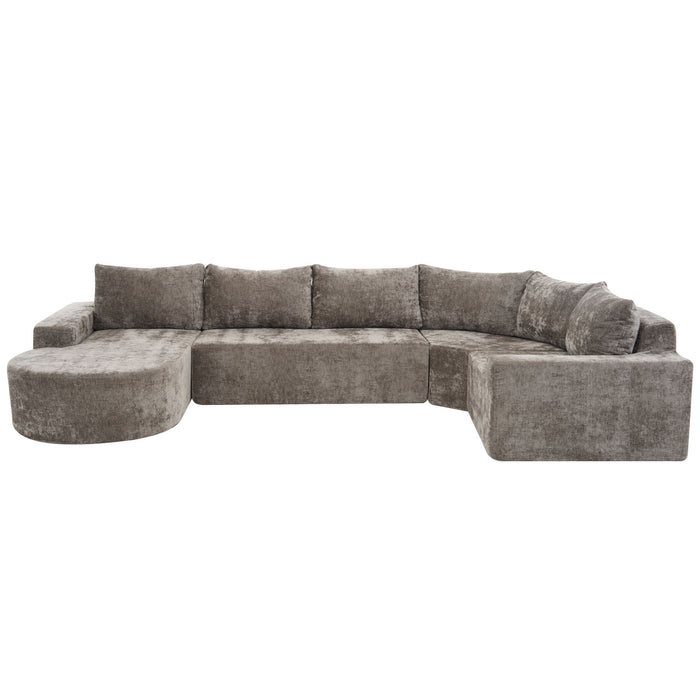 Modular Cloud Sectional Sofa Set, U-Shaped Upholstered Couch With Deep Seat Noble House