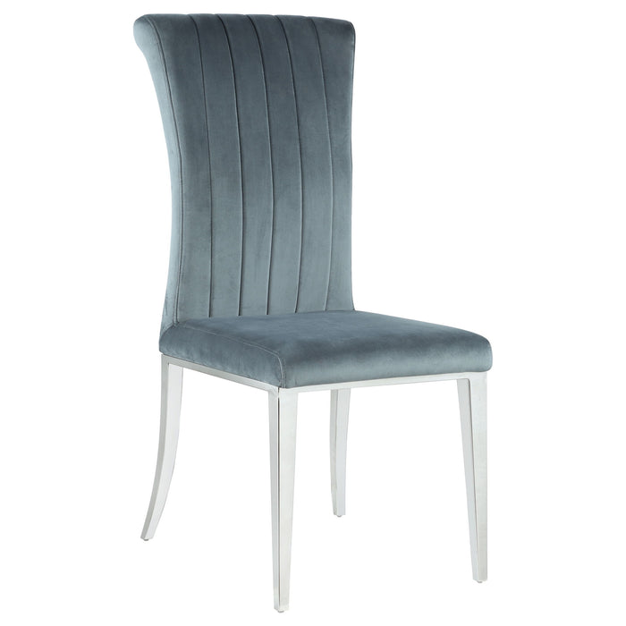 Tufted Side Upholstered Dining Chair (Set of 2) - Gray Furniture Max