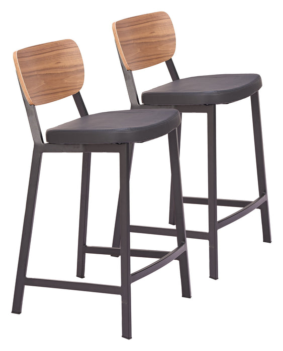 Ardenne - Counter Stool (Set of 2) - Black / Brown Zuo Modern
