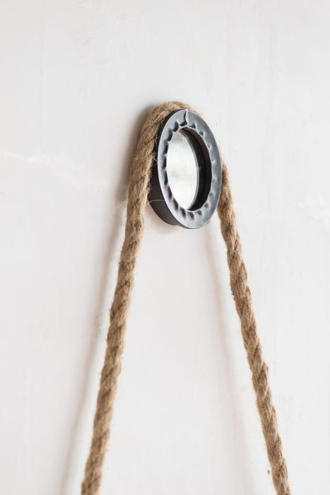 Handsome Cleveland Mirror With Rope Strap Contemporary Design Circle Mirror With Round Metal Frame For Wall Decor Daily Nest