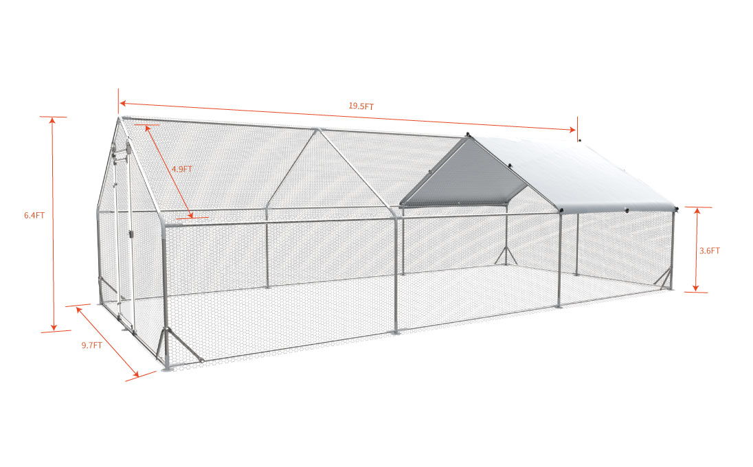 Large Metal Chicken Coop, Walk In Poultry Cage Hen Run House Rabbits Habitat Cage Spire Shaped Coop With Waterproof And Anti Ultraviolet Cover Daily Nest