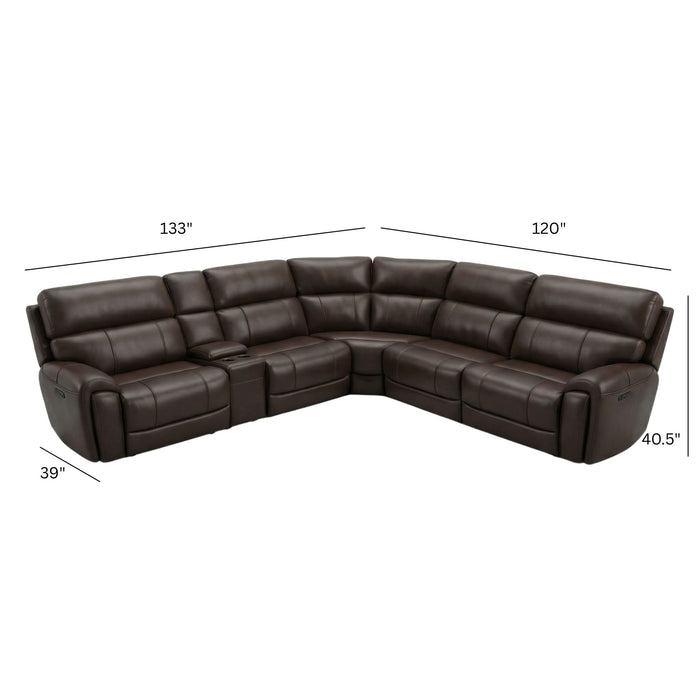 Brazil - Power Sectional With Adjustable Headrest & Footrest - Dark Brown Home Essentials