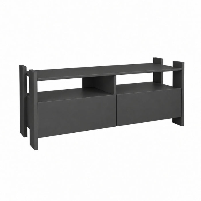 TV Stand For TVs Up To 55" With Open Shelves And 2 Drawers - Carbon Gray Home Essentials