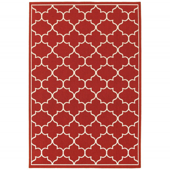 Indoor / Outdoor Area Rug - Red / Ivory