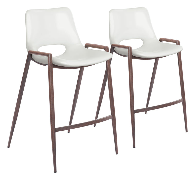 Desi - Counter Stool With Walnut Legs (Set of 2) Zuo Modern