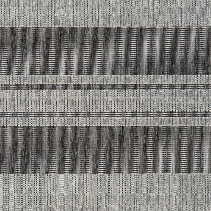 6' X 9' Striped Stain Resistant Outdoor / Indoor Area Rug - Blue / Gray