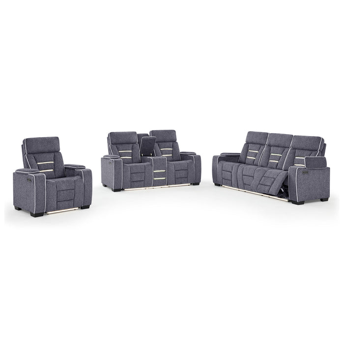 Austin - 3 Piece Reclining Sofa And Loveseat With Storage Arms - Gray Global Furniture USA