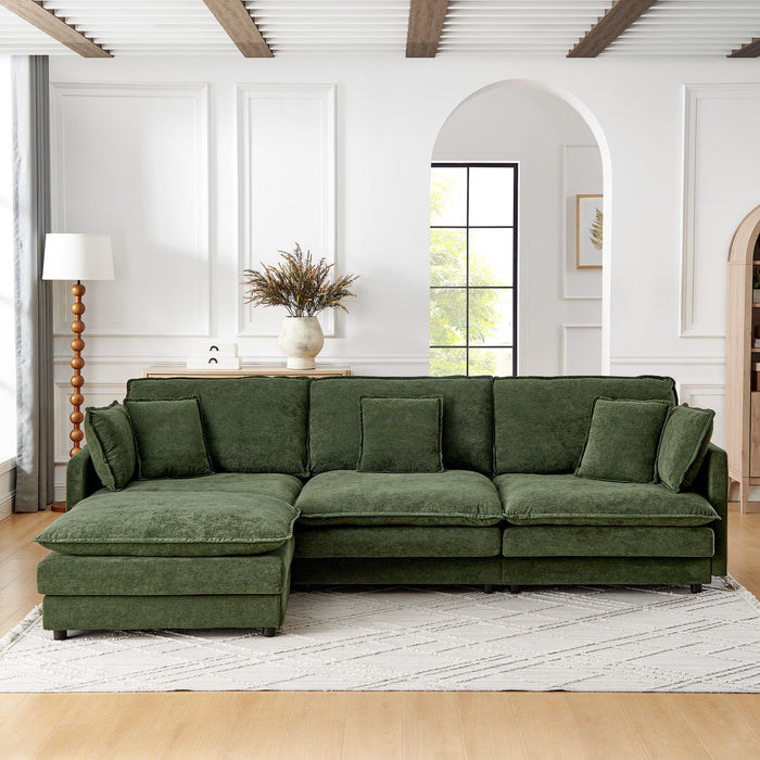 L-Shaped Sectional Sofa With Ottoman, Convertible 4 Seater Couch Home Essentials