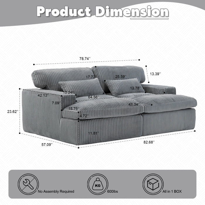 Double Chaise Lounge Chair, Oversized Upholstered Sleeper Cloud Couch