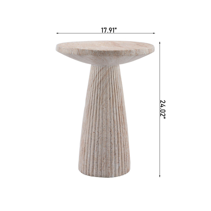 Fluted Pedestal Round Coffee Table - Beige / Yellow Home Essentials