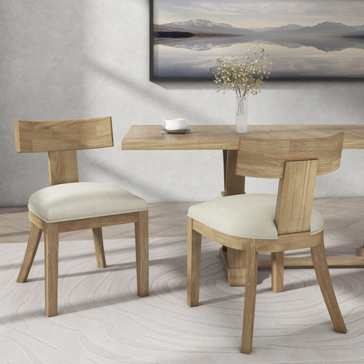Contemporary Fabric Upholstered Side Dining Chairs Set With Curved Back Noble House