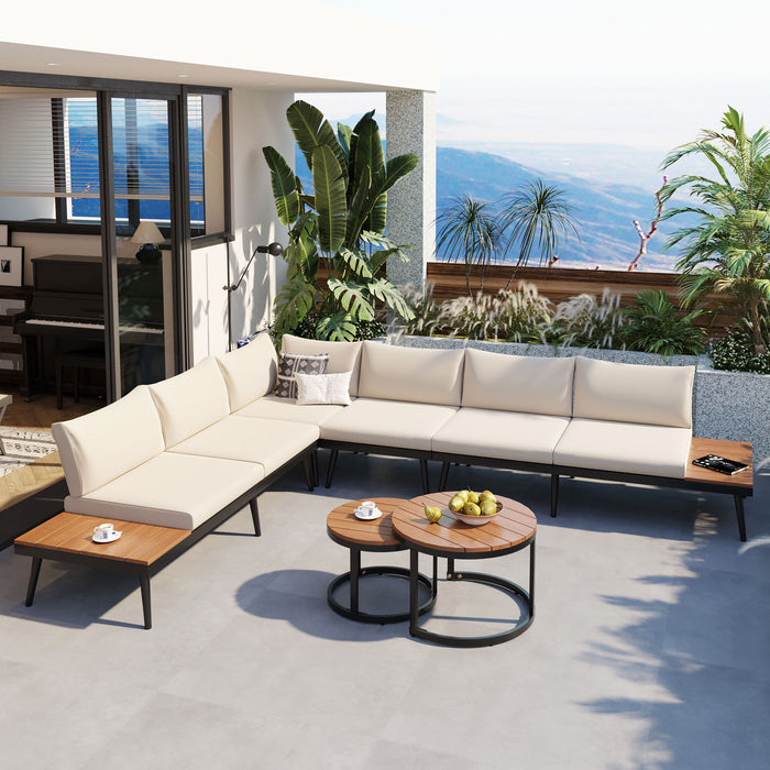 Modern Outdoor Sectional Sofa Set With Nesting Coffee Tables Hearth and Haven