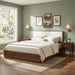 Queen Low Profile Design Bed With Upholstered Headboard - Beige / Walnut Brown Noble House