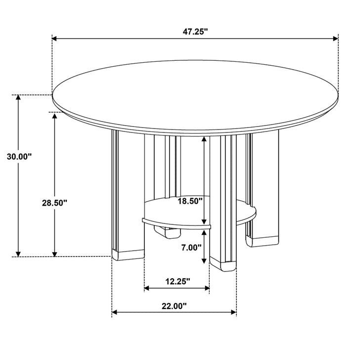 Crispin - Round Dining Table With Shelf - Brown Furniture Max