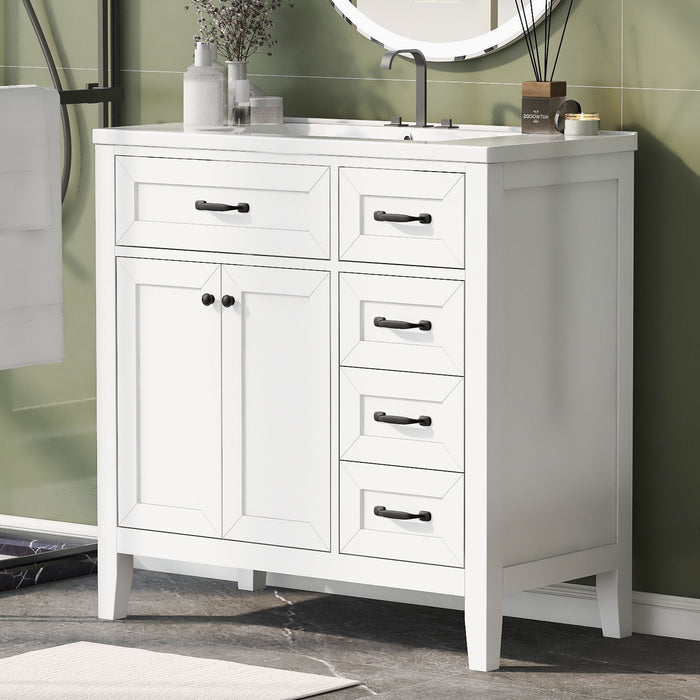 Modern Bathroom Vanity With Sink, Freestanding Design With Drawers And Doors Hearth and Haven