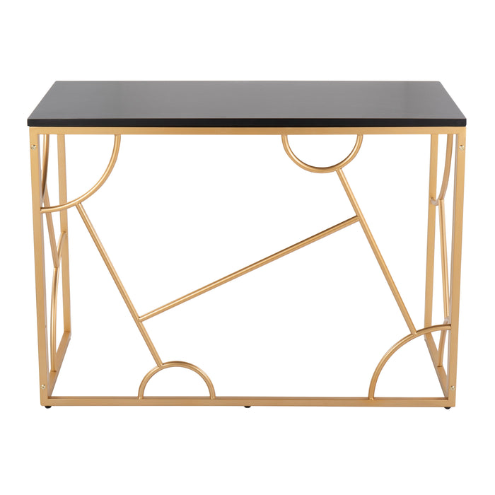 Constellation Contemporary Desk In Gold Metal And Black Wood By Lumisource