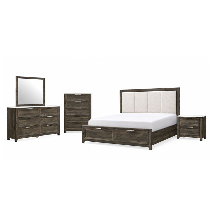 Melissa - 5 Piece Storage Bedroom Set With Padded Headboard Global Furniture USA