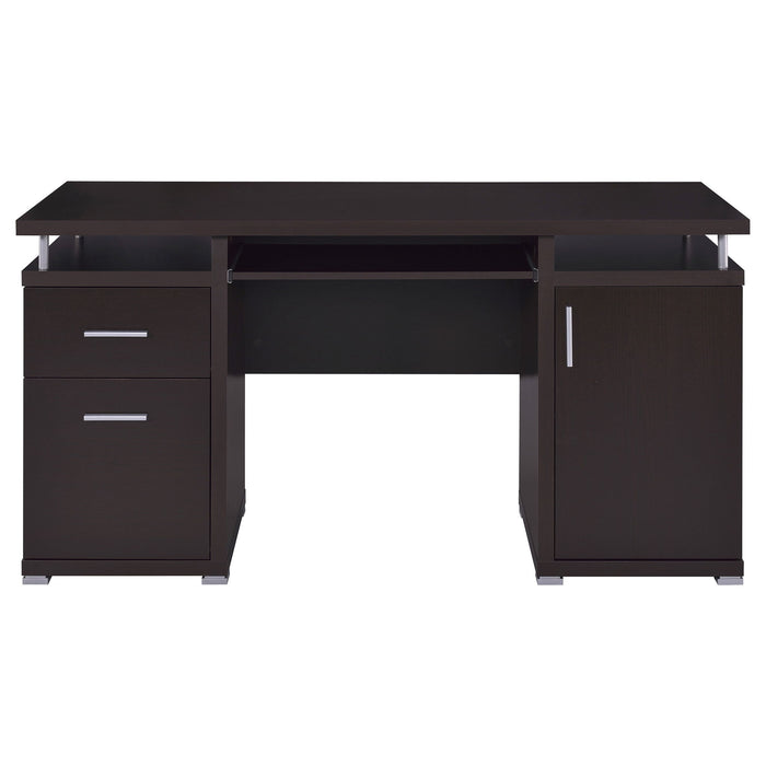Modern Office Computer Desk With 2 Drawers, Adjustable Shelf, Slide Out Keyboard Tray