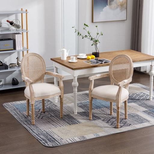 Upholstered Dining Armchair (Set of 2) - Beige Home Essentials