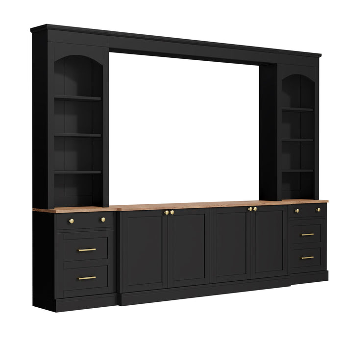 Arched Entertainment Center Wall Unit With Bookshelf, Retro Large TV Stand Hearth and Haven