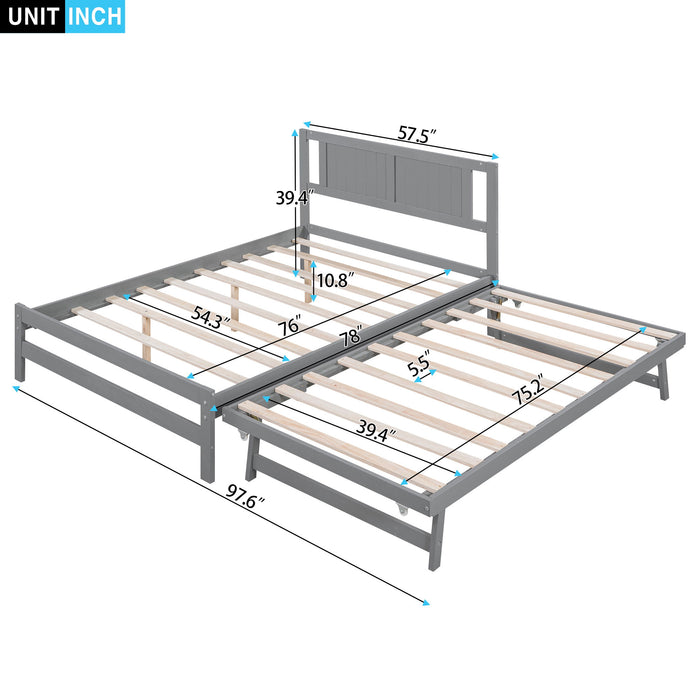 Platform Bed With Adjustable Trundle Hearth and Haven