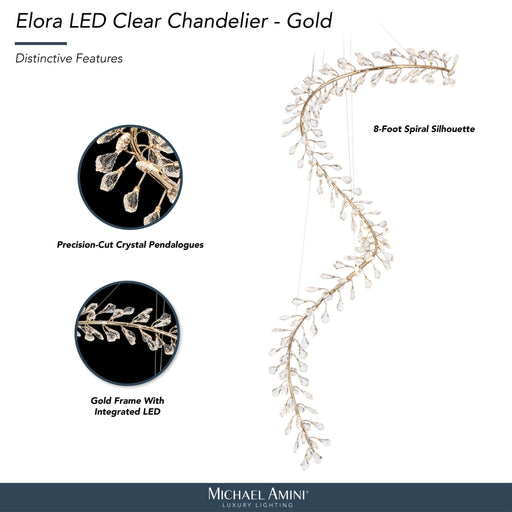 Michael Amini Lighting - Elora 98" LED Crystal Chandelier - Gold Michael Amini