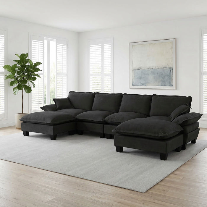 Modular Sectional Sofa With Movable Ottoman & Pillows Home Essentials