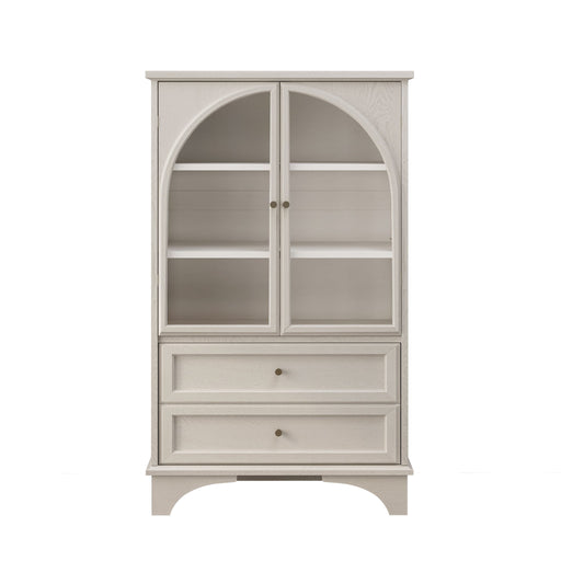Glass Door Display Case With 2 Drawers And Adjustable Shelf Home Essentials